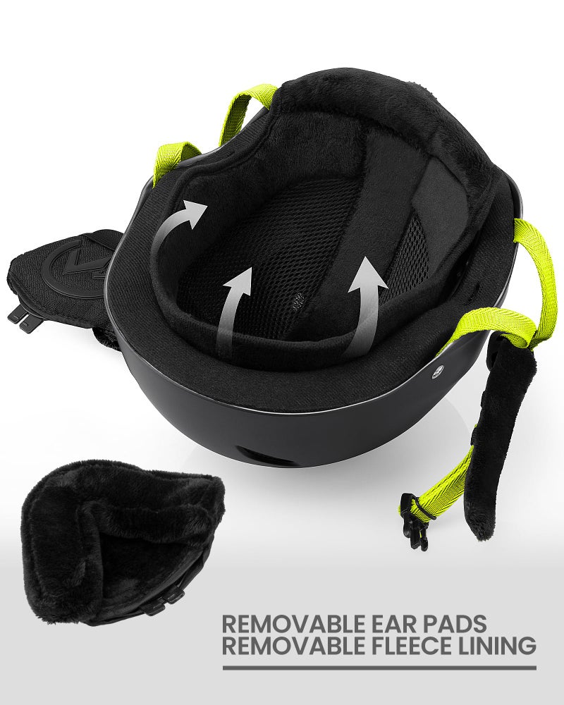 OutdoorMaster Kelvin Ski Helmet - Snowboard Helmet for Men, Women & Youth (Black+Lemon,M) - Image 3